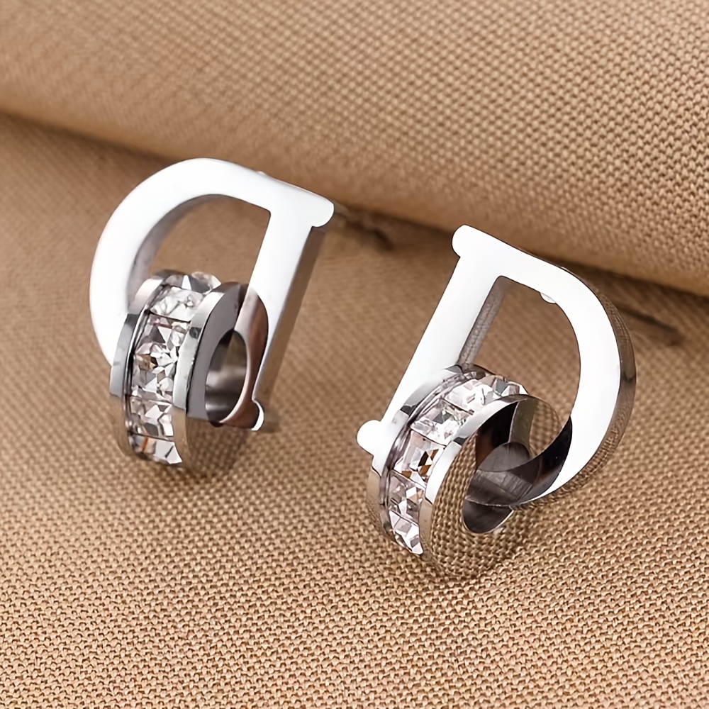 TEMU Fashionable Women's Temperament Earrings. Design Circle Pendant, Shiny Synthetic Zirconia Earrings, Small And Cute Ladies' Earrings, Fashionable