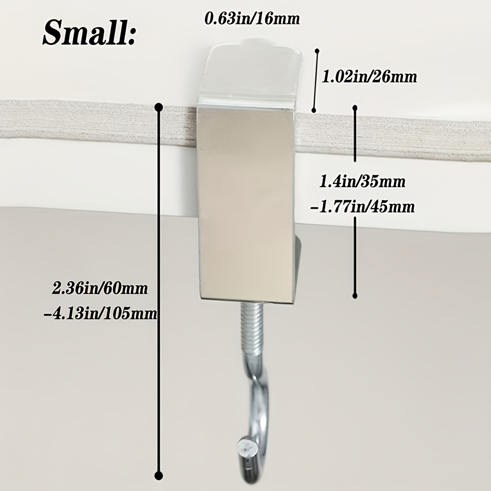 Un gancho plateado ajustable para mochilas, perfecto para muebles y escritorios de dormitorio, diseñado específicamente para colgar bolsos, ganchos utilitarios