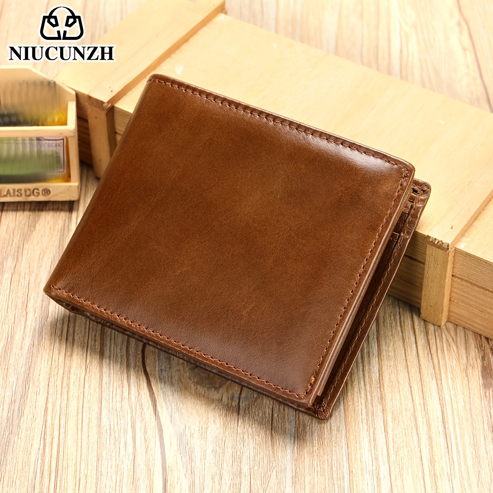 

Niucunzh Men' Genuine Top Layer Cowhide Leather Wallet, Slim Multifunctional Id & Credit Card Holder, Solid Color, Ideal Gift, Gift For Men|elegant Wallet|genuine Cowhide Leather