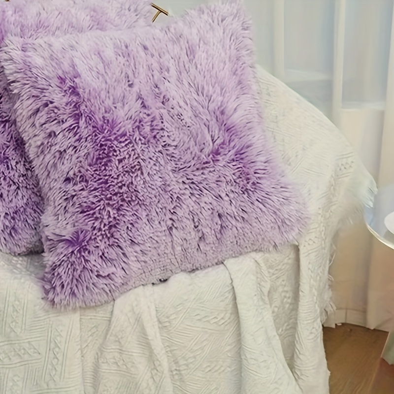 Purple faux fur discount pillow