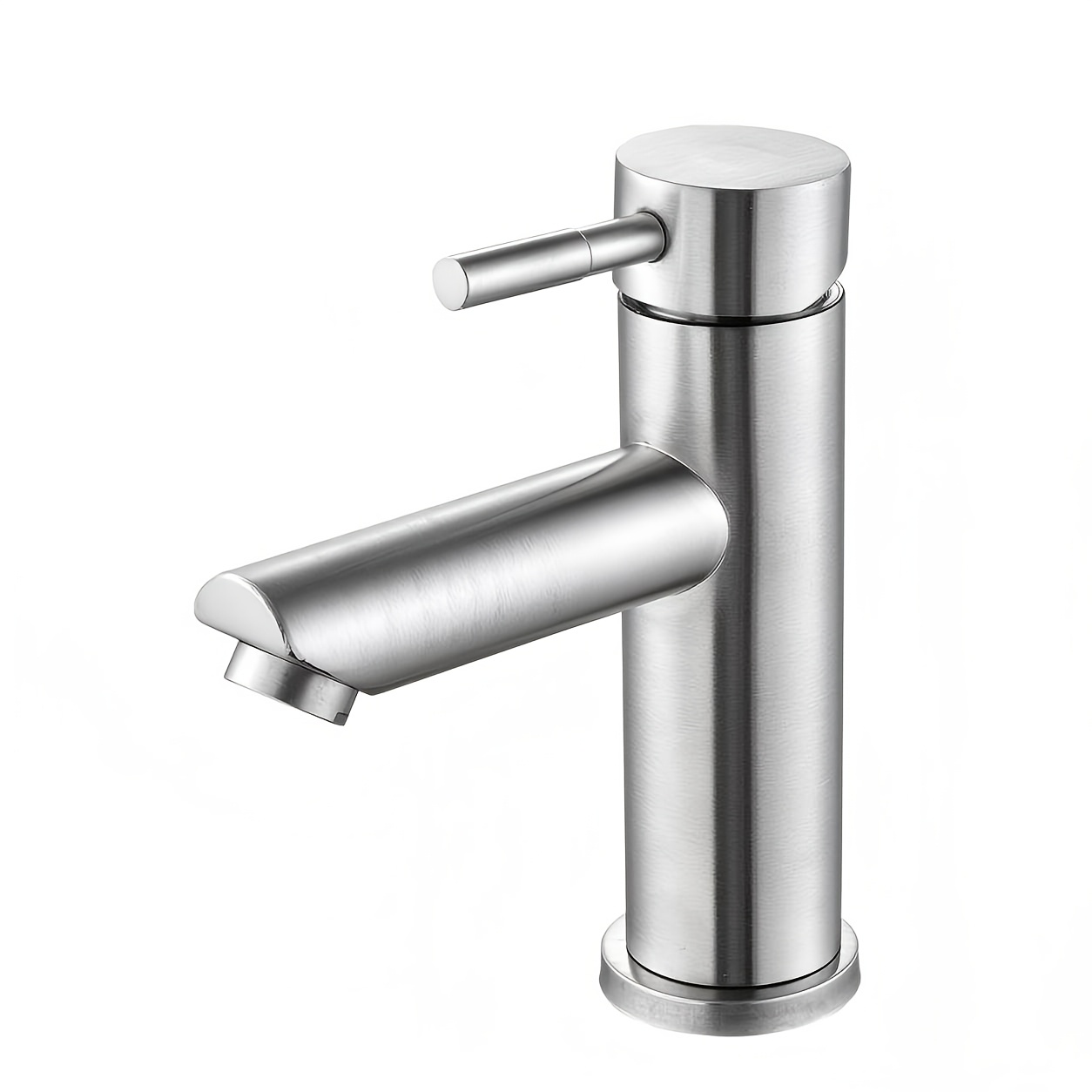 Image of Commercial Bathroom Faucet, Single Hole Mixer Tap For Kitchen/vanity Sink, Matte Black/ Brushed Silvery (includes 2 X 3/8" To 1/2" Female Adapters)