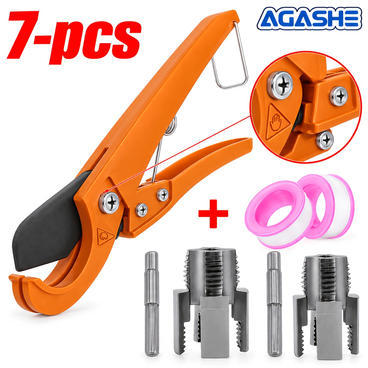 TEMU Kit de 7 outils de réparation de filetage de tuyaux d'eau, coupe-tube PPR PVC et outil de filetage de type perceuse électrique, 1/2" 3/4" DN20