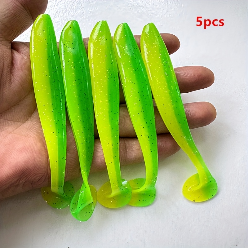E-shop 5-teilig 12 cm (4,72 Zoll) Weichköder, Mehrfarbiger Bleikopf-Angelköder, Weichwurm-Schlängel, für Salz- Süßwasserangeln, Verschiedene Farben,