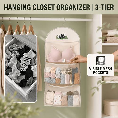 three tier hanging underwear and socks organizer transparent wall mounted multi layer clothes rack suitable for and home use
