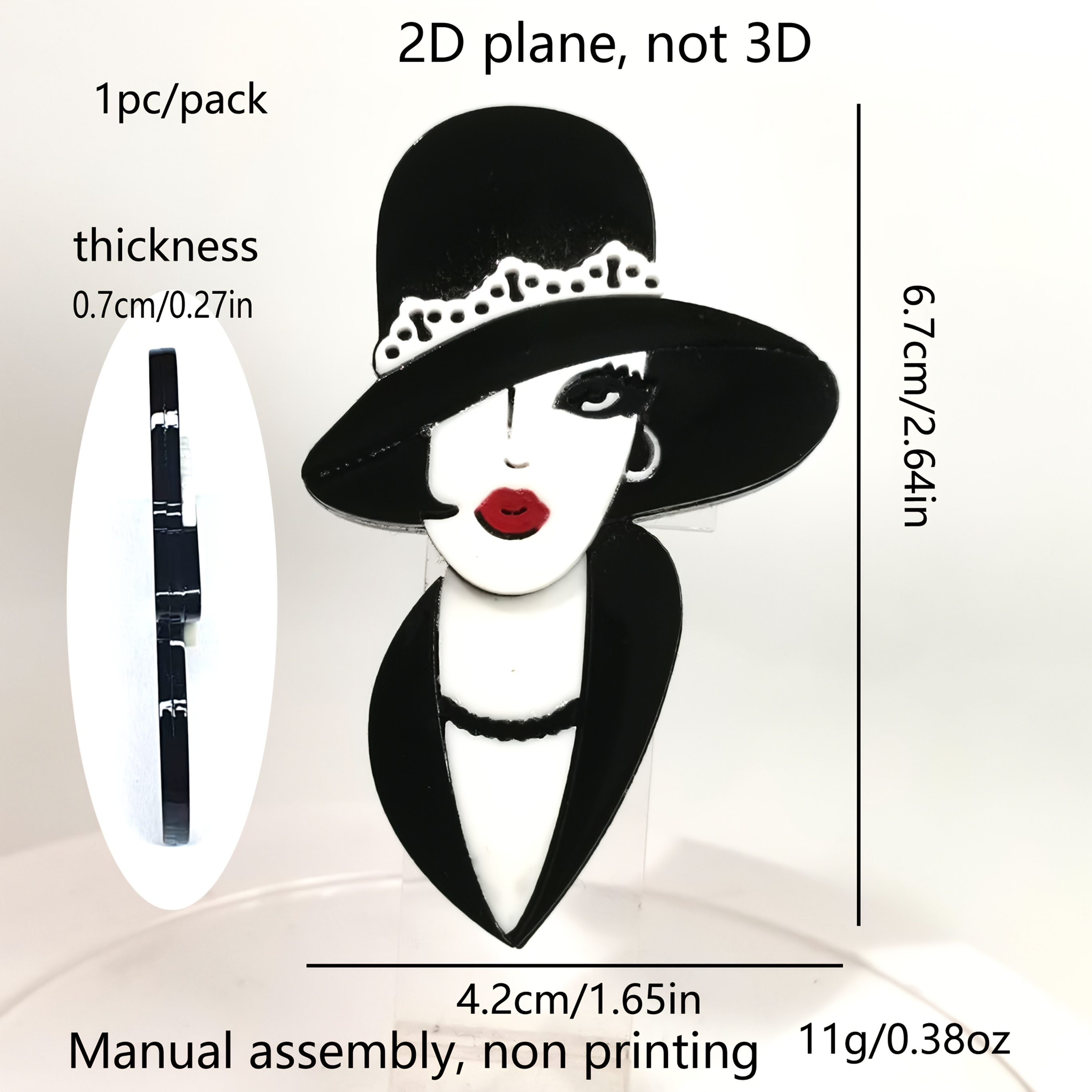 1pc Black Uniform Beauty Nude Fashion Accessory Acrylic Brooch