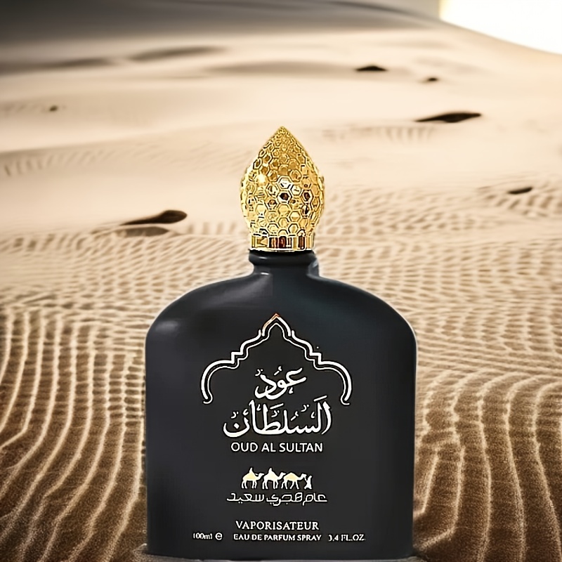 3, 38oz Oud Al-Sultan Parfum Spray pour Hommes et Femmes - Parfum Floral et Fruité Longue Durée, Élégant Design de Chapeau Doré, Parfait pour les Soirées en Couple, les Fêtes ou les Cadeaux, Parfum de Soirée en Couple, Emballage Sophistiqué, Qualité de Parfum Premium