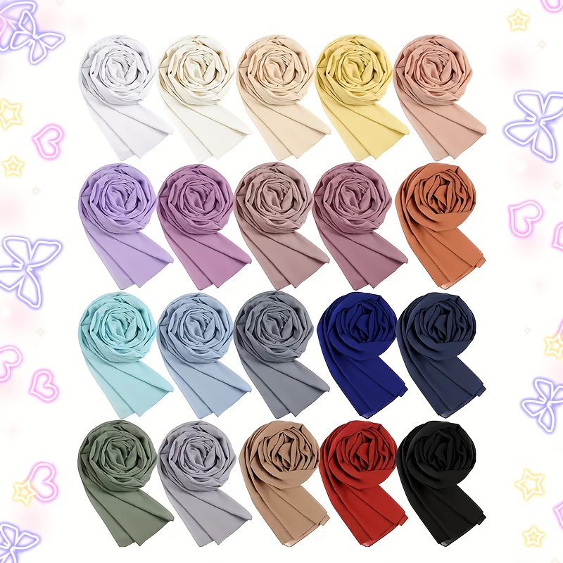 20pcs 6pcs 4pcs chiffon head scarf ramadan womens soft turban combination long scarf wrapping lightweight daily scarf prayer turban   for mothers day christmas holidays factory wholesale