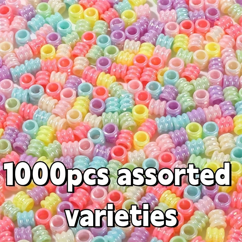 1000pcs Random Mixed Colors 7mm Candy-colored Beads With Large Holes, For Jewelry Making Handmade Necklace
