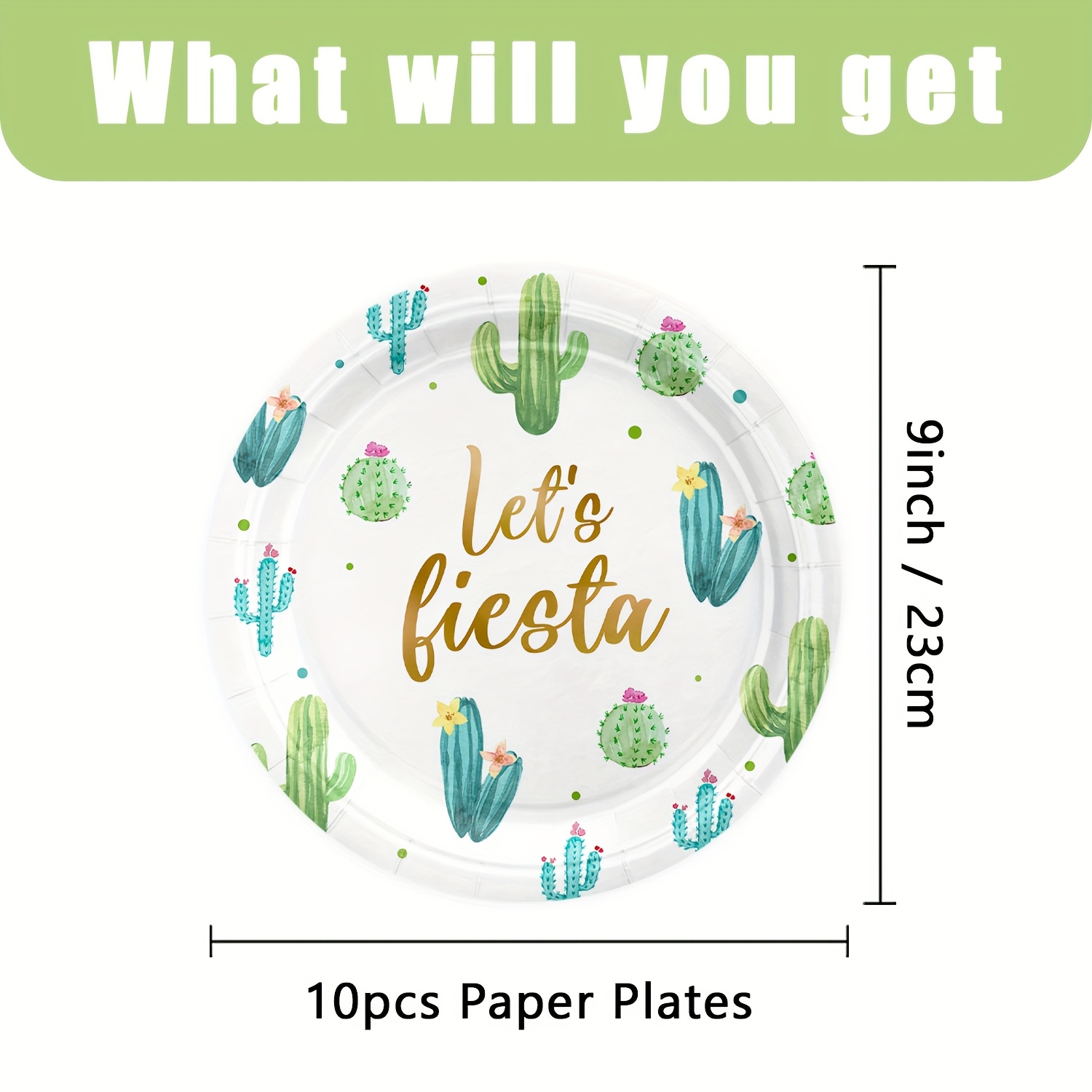 Image of 10pcs Cactus Paper Plates Cactus 9'' Plates Festa Decorative Tableware For Birthday Holiday Party Decor Supplies