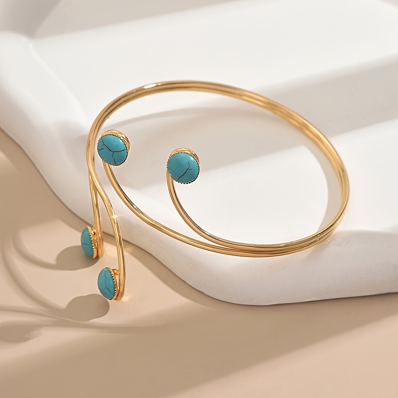 Women's Exaggerated Hollow Tassel Open Turquoise Bracelet