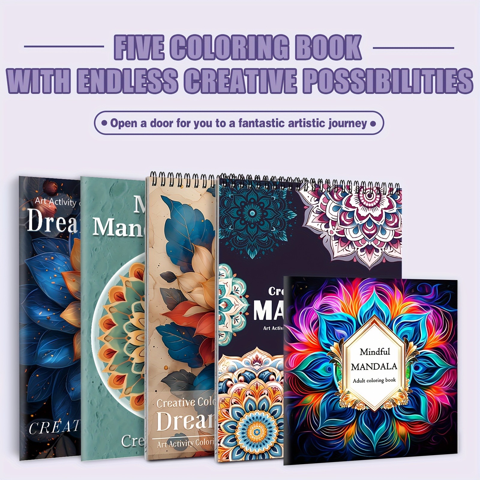 

5pcs Mandala Themed Color Book, Is An Excellent Gift For New Year, Valentine's Day, Halloween, Easter, And More.