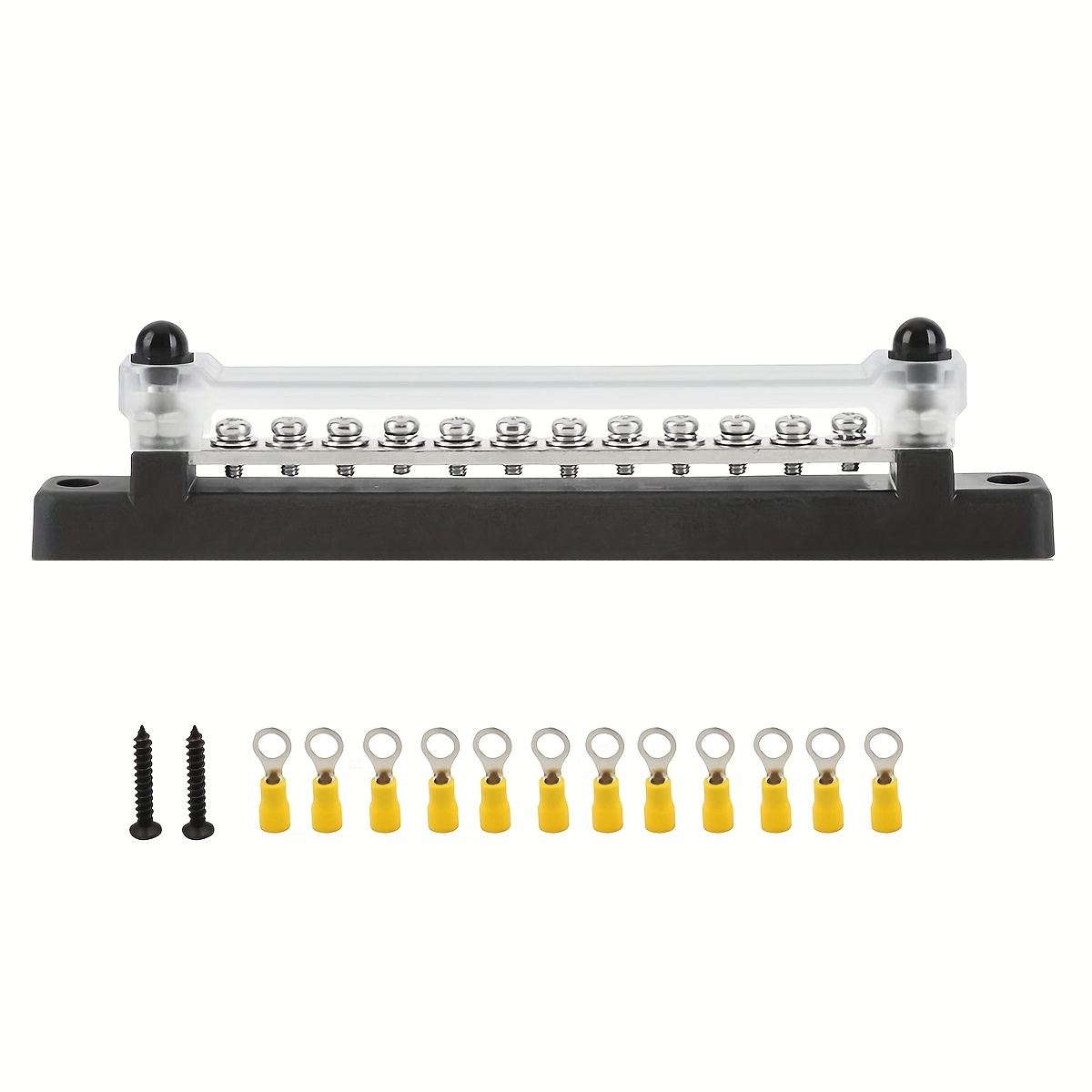 TEMU 12v Bar Marine Bus Bar, 150 Amp Battery Terminal With Ring Terminals For Automotive Wiring, Ground Bus Bar Kit