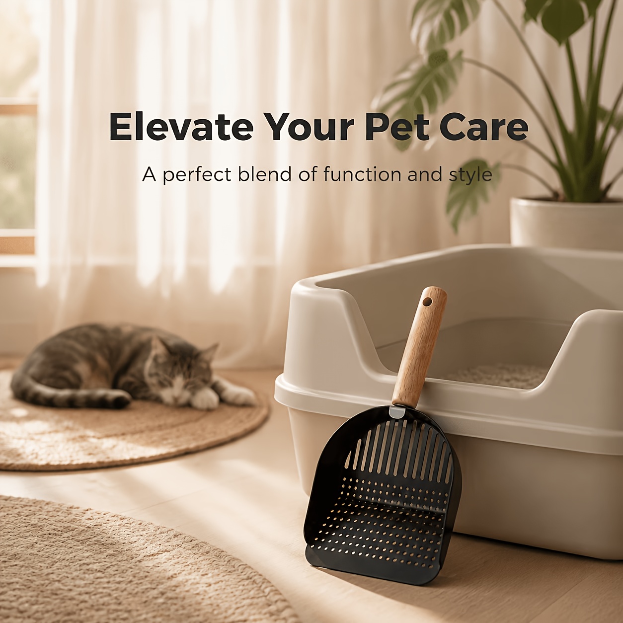 TEMU Stainless Steel 2-in-1 Metal Cat , Detachable Dual-hole Sifter For Cat Litter & Clamming, Poop Scooper For Cats