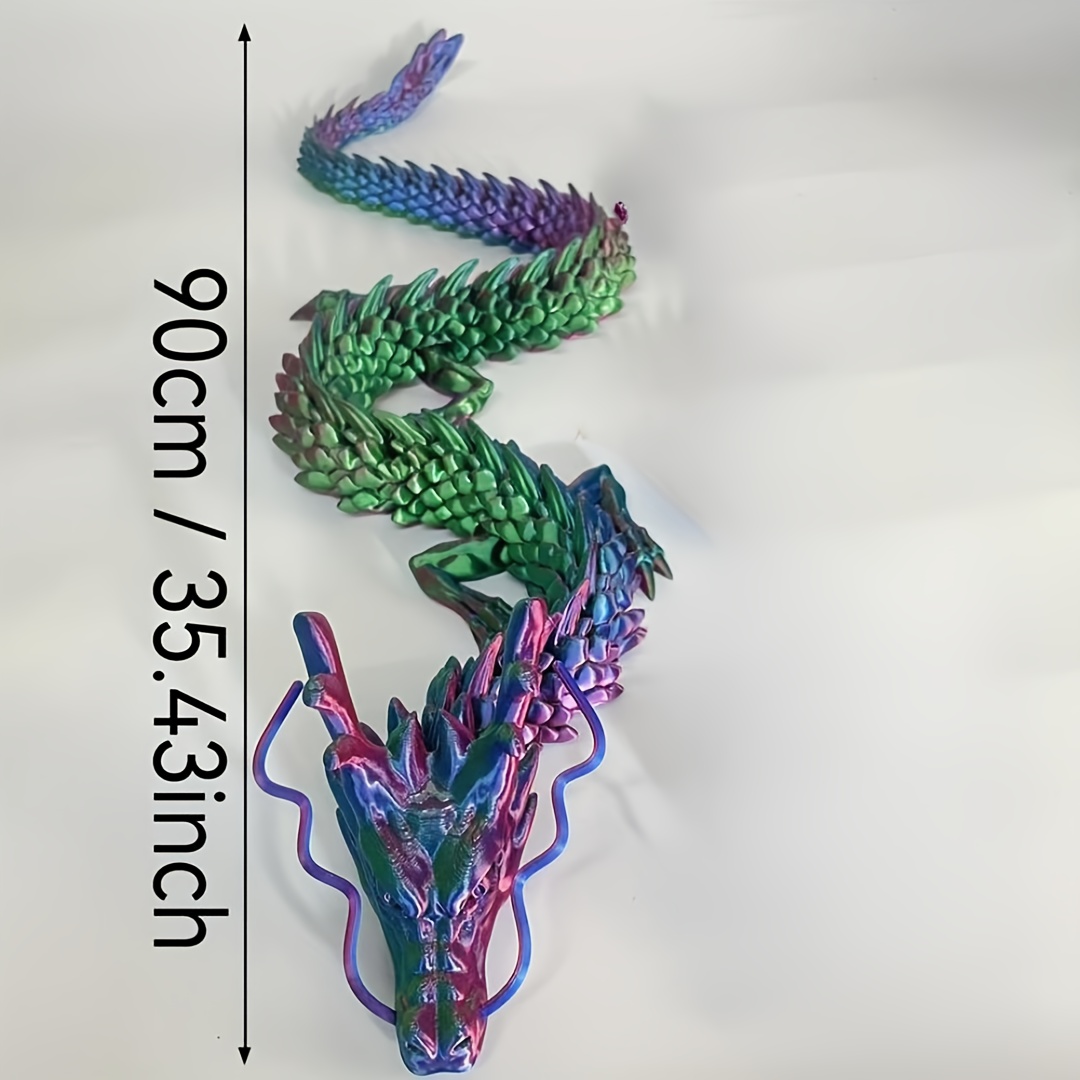 Dragon Articulé Cristal Imprimé 3D – 29 Cm – Mouvements Complets – Déco Maison, Bureau, Voiture – Cadeau Fantastique