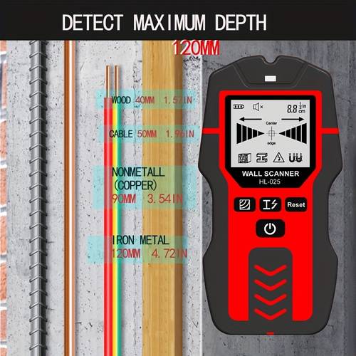 tecgage wall detector scanner with led ac detector metal wood stud finder for diy for construction no battery saved operation compatible with ac mains