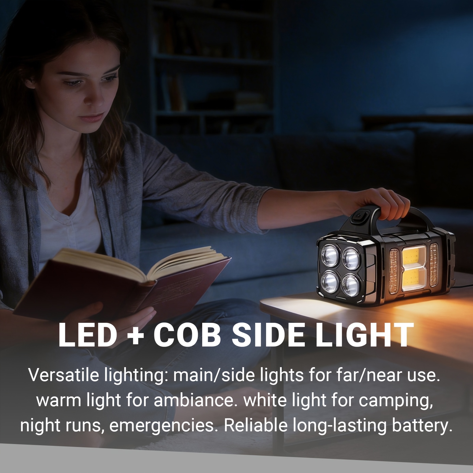 Multi-Functional Durable Flashlight with Solar & USB Recharge