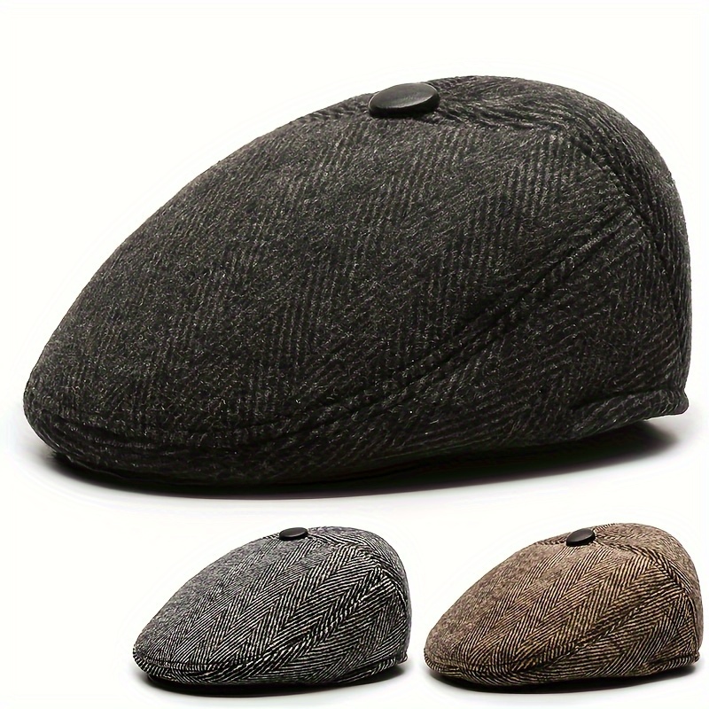 

Cozy Fleece-lined Beret For Men - Warm, Windproof Winter Cap With Ear Protection | Stylish For Autumn & Winter