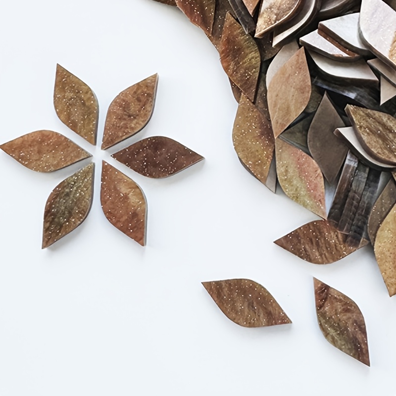 TEMU Large Leaf Petal Acrylic Mosaic Sheets - Colored Suitable For Diy Crafts, Handmade Multicolor Suitable For Artwork, Large Leaf For Stained