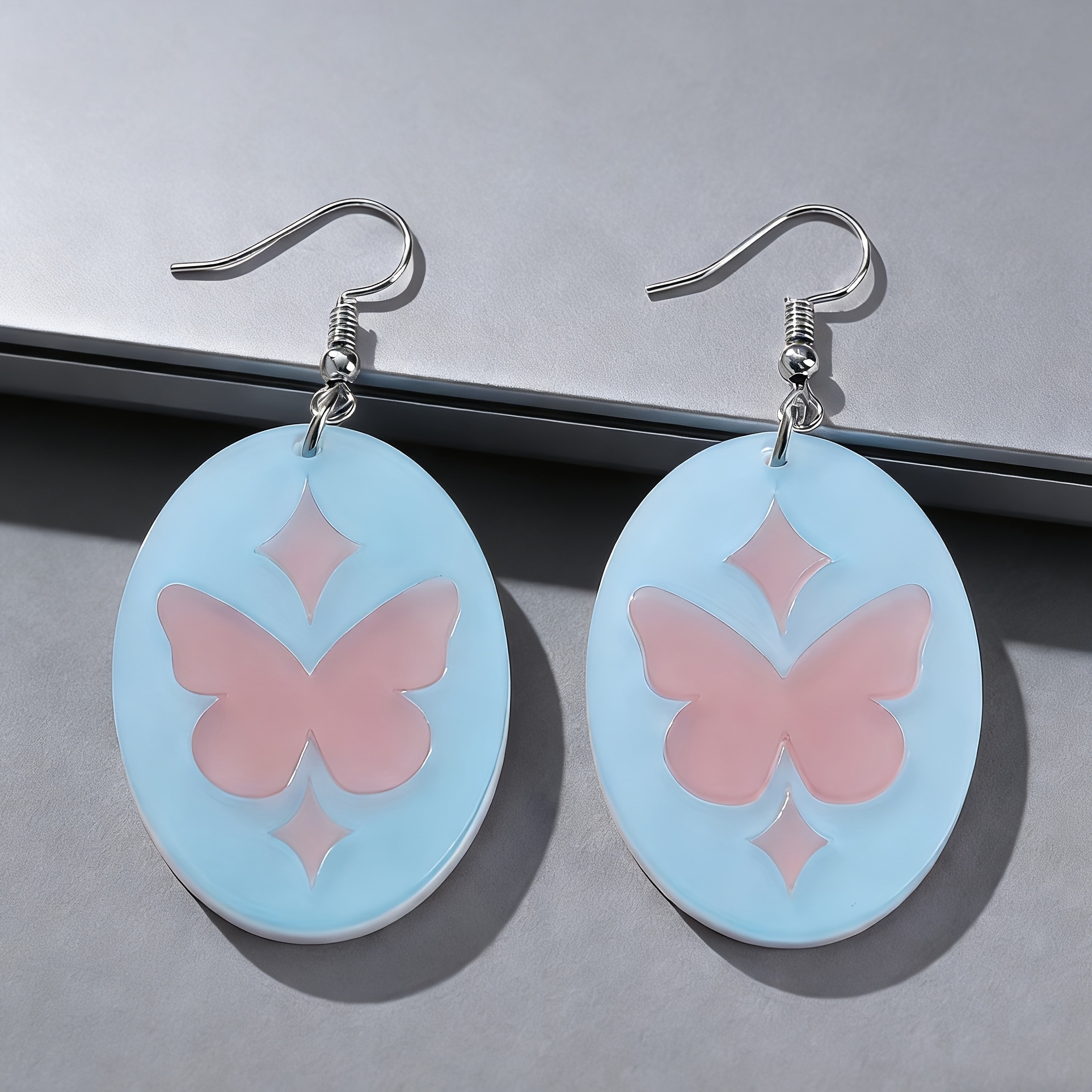 Women's Sweet Acrylic Jelly Double-Layer Butterfly Earrings