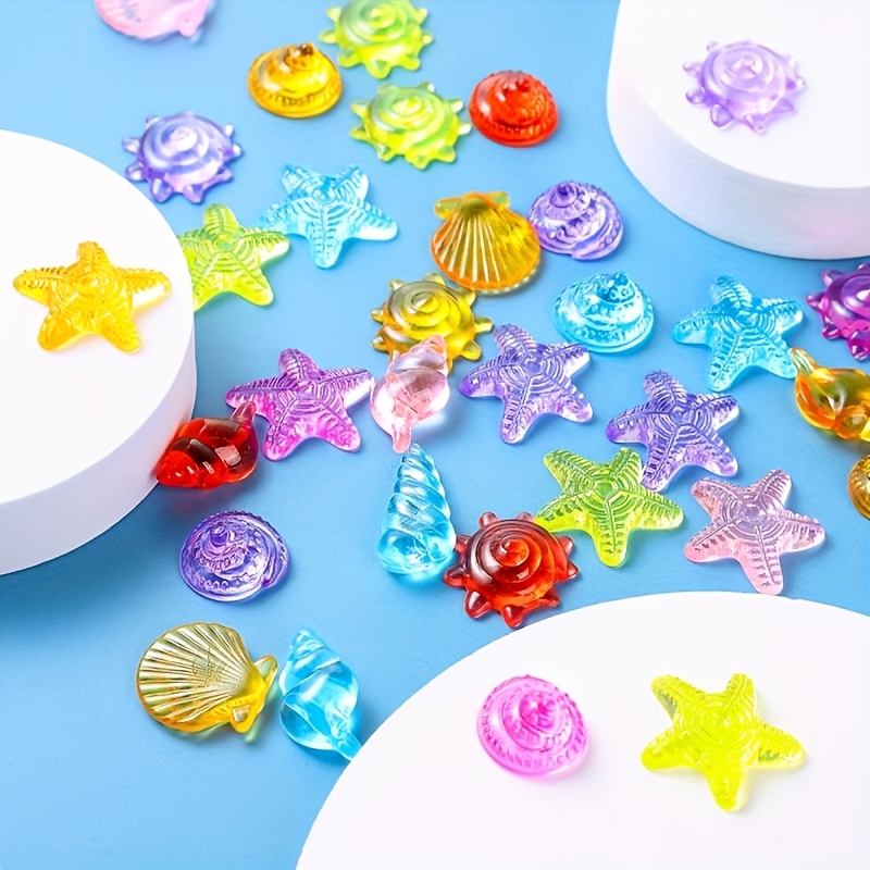 30pcs Of Colorful Simulated Decorative Shells, Creative Transparent Crystal Fish Tank And Swimming Pool Decorations, Starfish, Shells, Beach Landscaping, Decorations, Fish Tank Arrangement