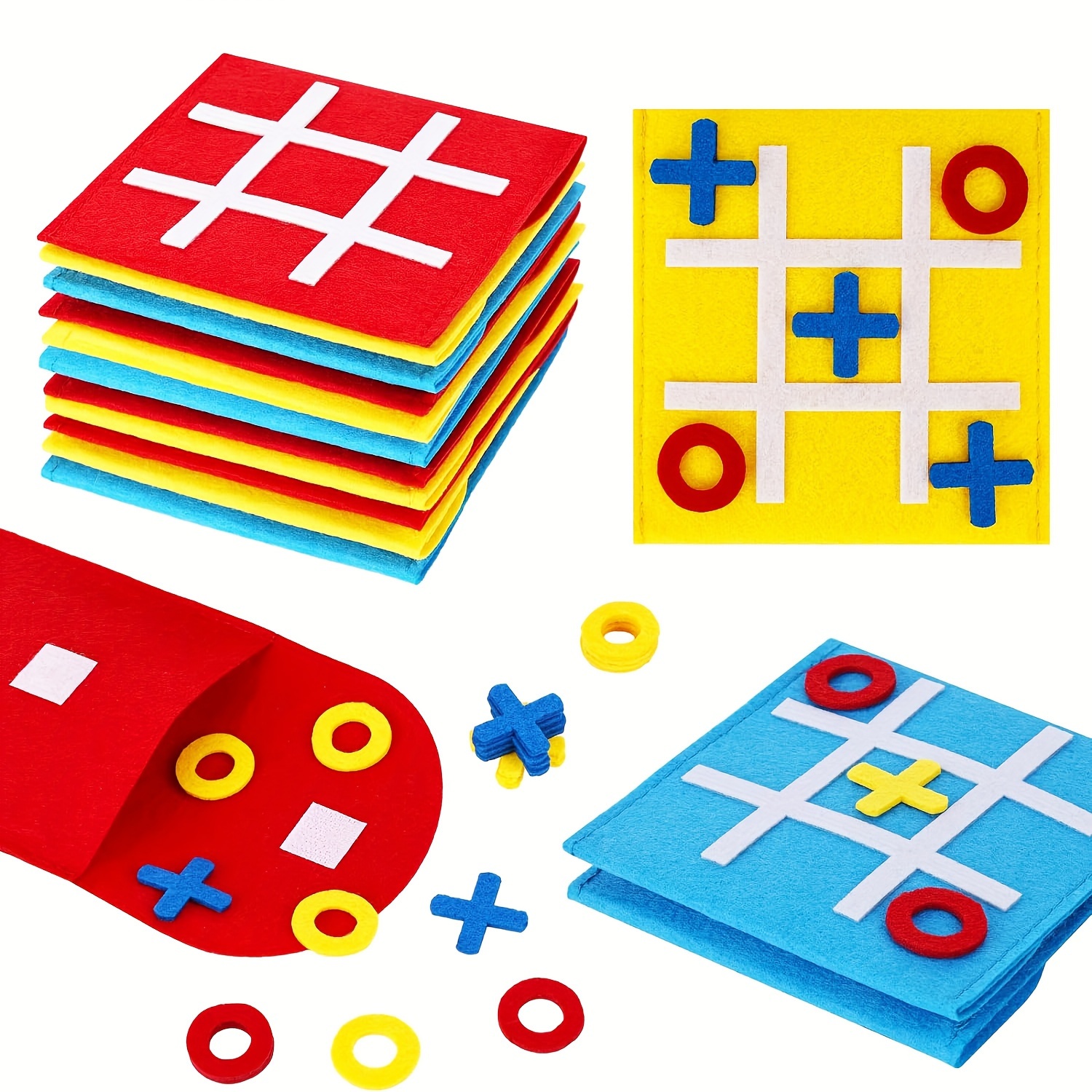 12pcs Mini Tic-Tac-Toe Games, Colorful Felt Material
