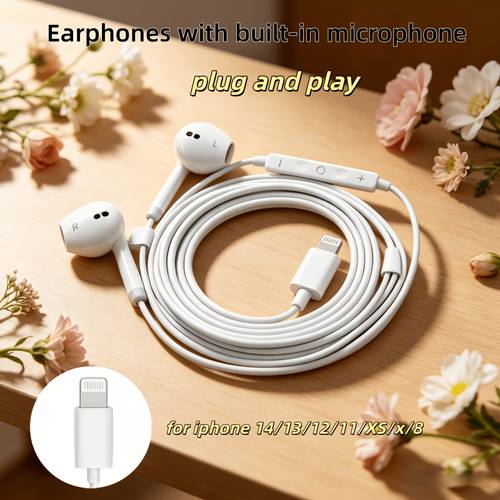 für lightning kabelkopfhörer, für iphone in-ear kopfhörer, , eingebaute lautstärkeregler mit mikrofon, für iphone 14/13/12/11/xr/xs/x/8/se