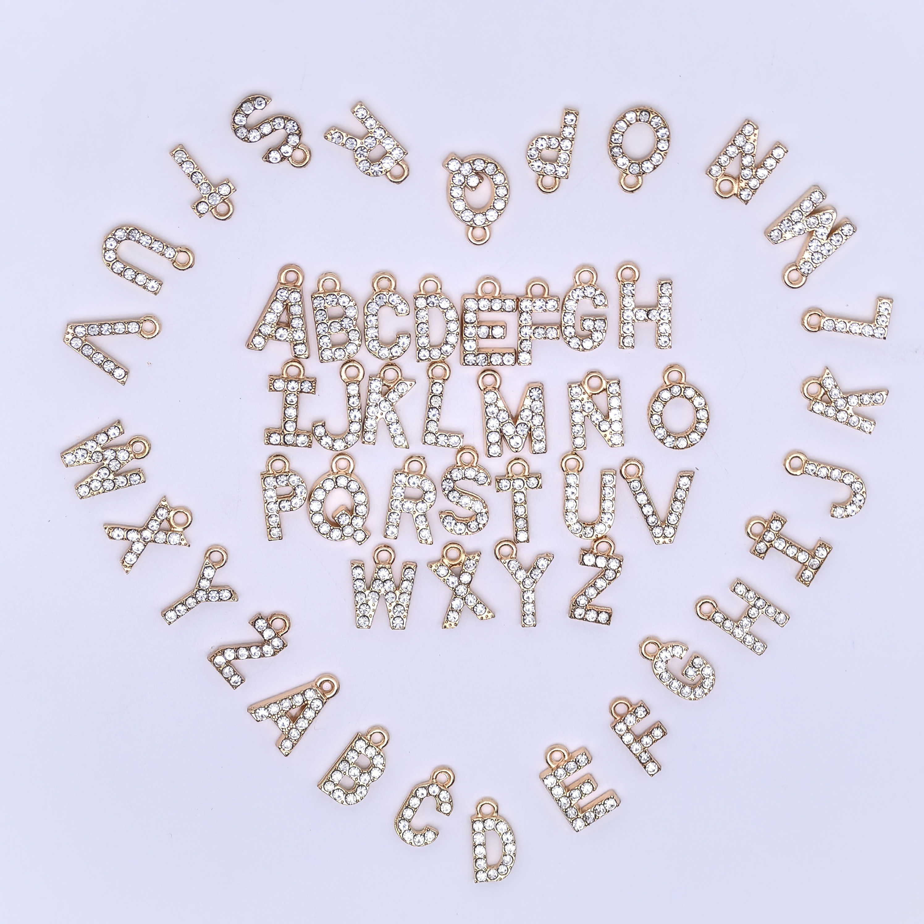 

26pcs Inlaid Rhinestone Alphabet Pendant Letter Pendant Charms For Diy Necklace Bracelet Making Jewelry Accessories