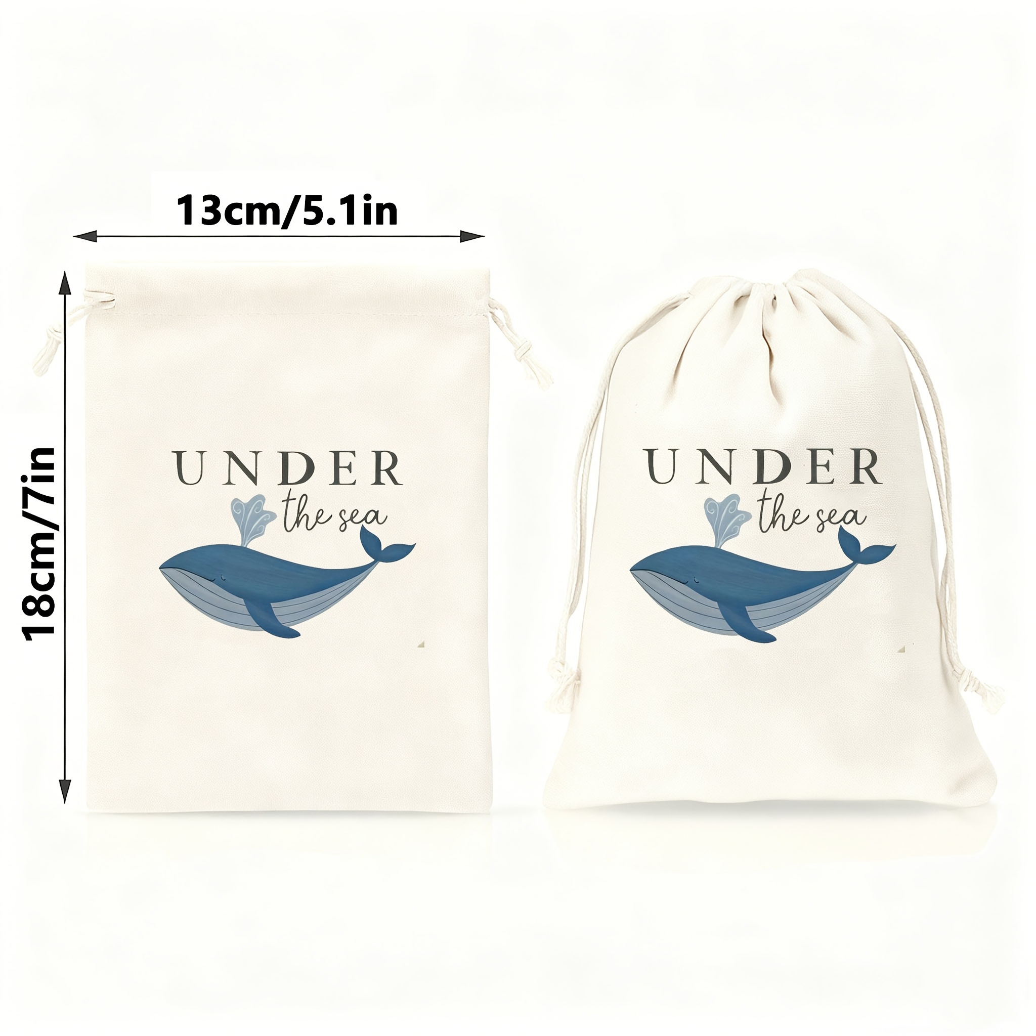 TEMU Ensemble de 10 sacs [Personnalisés] en toile avec cordon de serrage, motif de dessin à , sac de rangement décoratif, sac de rangement à cordon