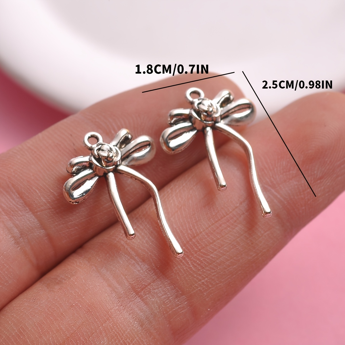 7pcs Vintage Rose Bow Mini Charms for Jewelry Making