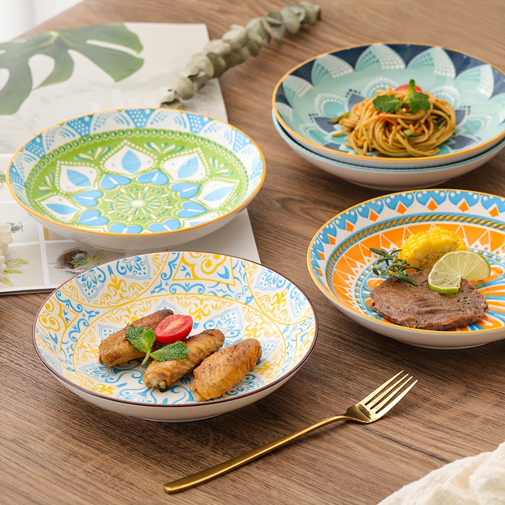 6pcs bohemian ceramic pasta plates salad bowls decorative Temu