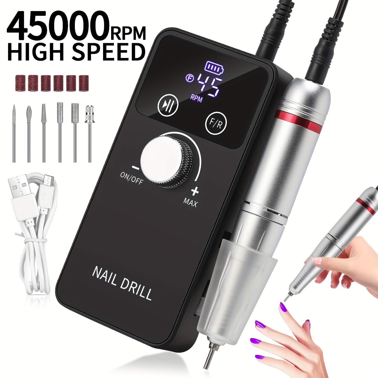 Professional 45000RPM Nail Drill Machine for Home Manicure