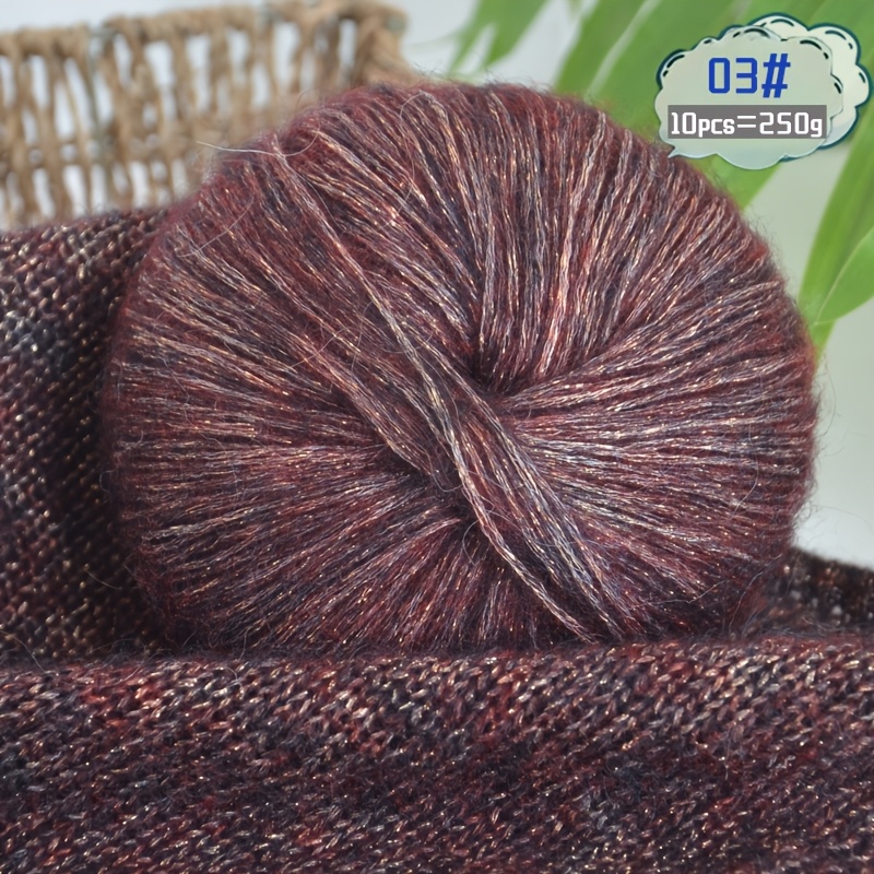 TEMU Grand sac de 250G de céréales colorées "Oignon Doré", fil de de laine brillant, matériaux tissés à , cadeaux faits main, pulls tricotés tendance