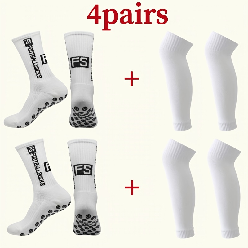TEMU 4 Pairs Of Thickened Sports Socks With Silicone Particles For Anti-slip, Calf Sleeves That Prevent Friction, Breathable And Moisture-wicking,