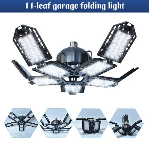 led garage light screw in e26 e27 ceiling shop work lamp deformable basement bulb fixture with 10 1 adjustable panels lighting for workshop attic