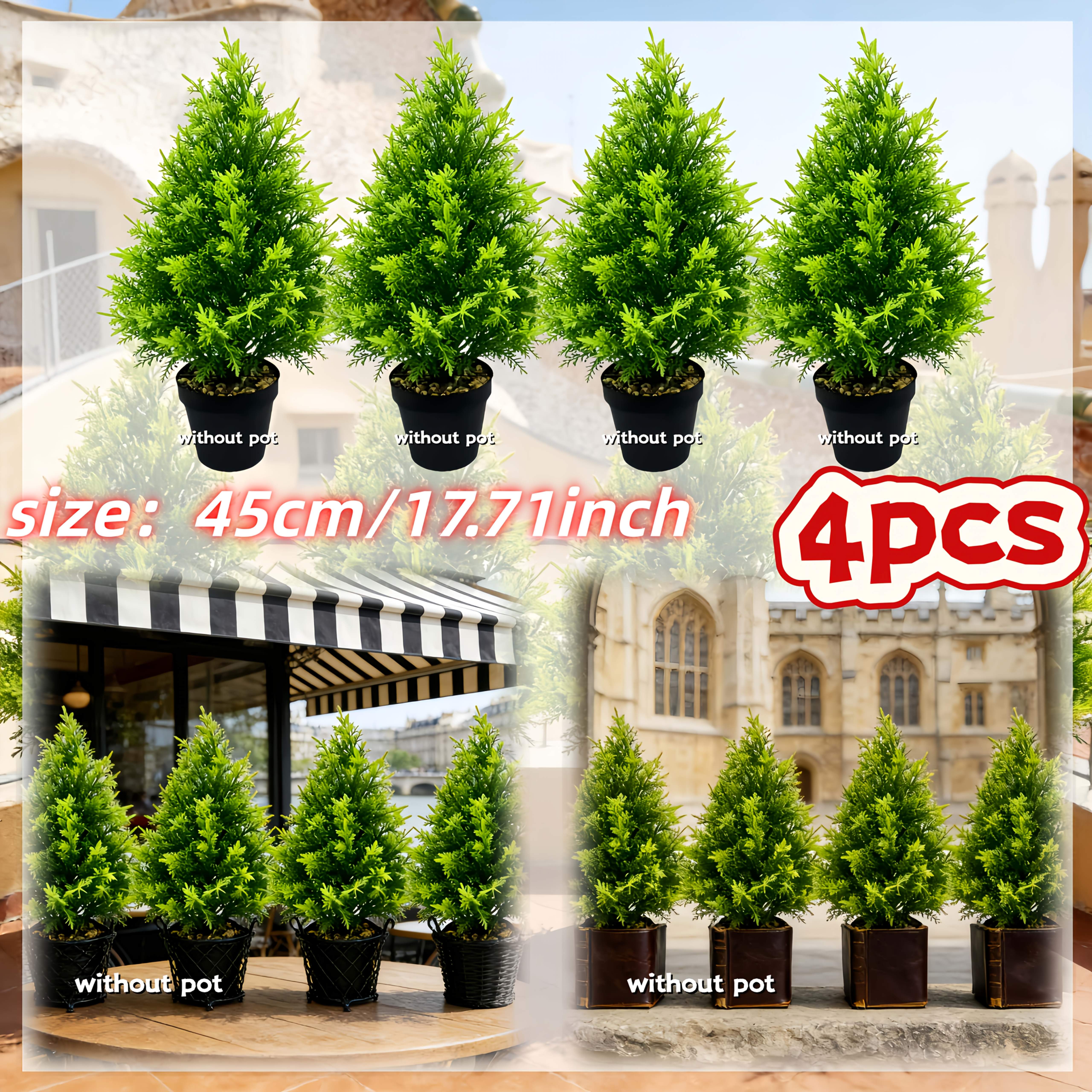 Image of 4-pack Outdoor Artificial Trees | Ideal For Home And Garden Decor, Suitable For Indoor/outdoor Use, Perfect For Spring And Holidays
