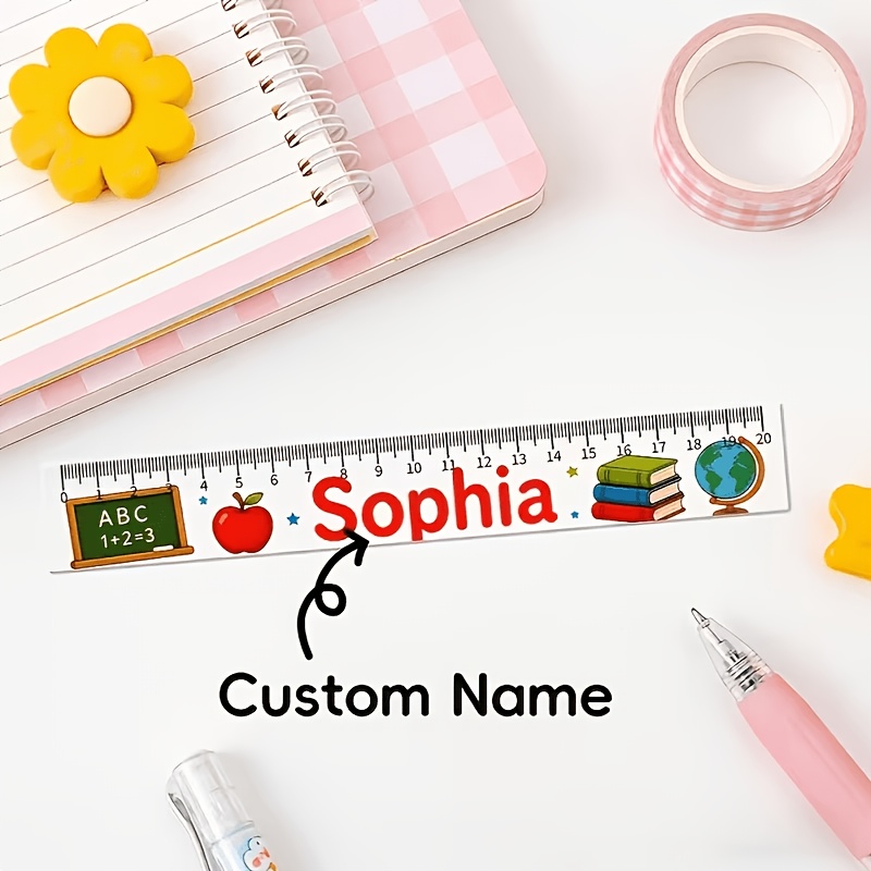 TEMU 1pc Custom Acrylic Ruler With Personalized Name, Multiple Styles With Cute Themes, First Day Of School Personalized Measuring Tool, Adorable Fun