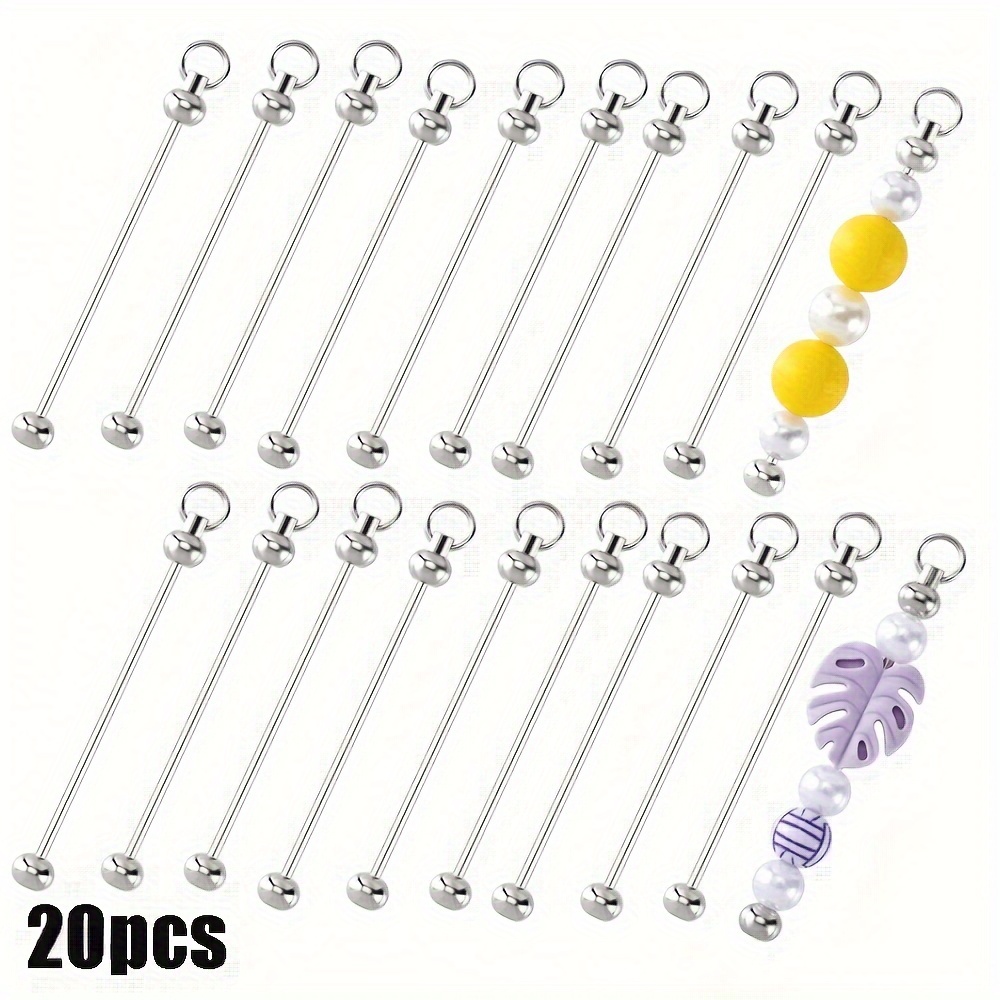 TEMU 20pcs Blank Beadable Keychain Bars, Metal Diy Bead Keychain Bar Charms Keychain Making Supplies For Pendant Diy Crafts Jewelry Making