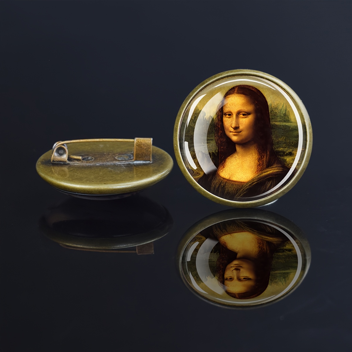 TEMU 1 broche en verre avec portrait de la , une badge rond élégant adapté aux hommes et aux femmes, parfait comme cadeau de mode ou accessoire de