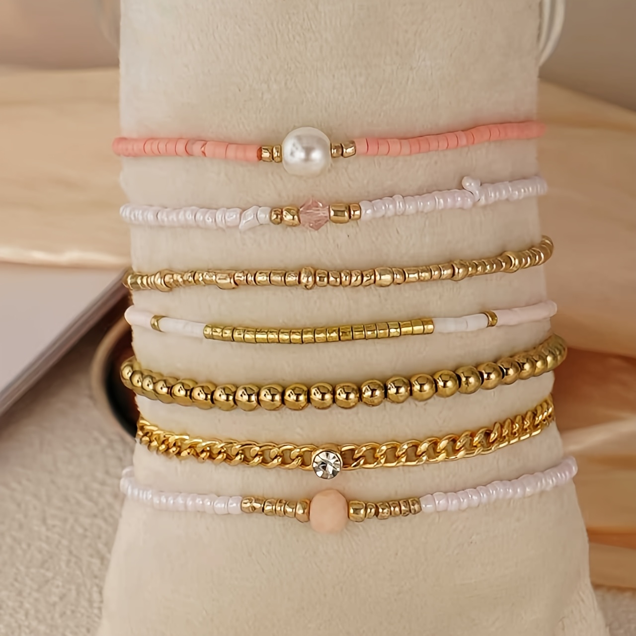 7pc Colorful Bohemian Beaded Bracelets Set for Vacations