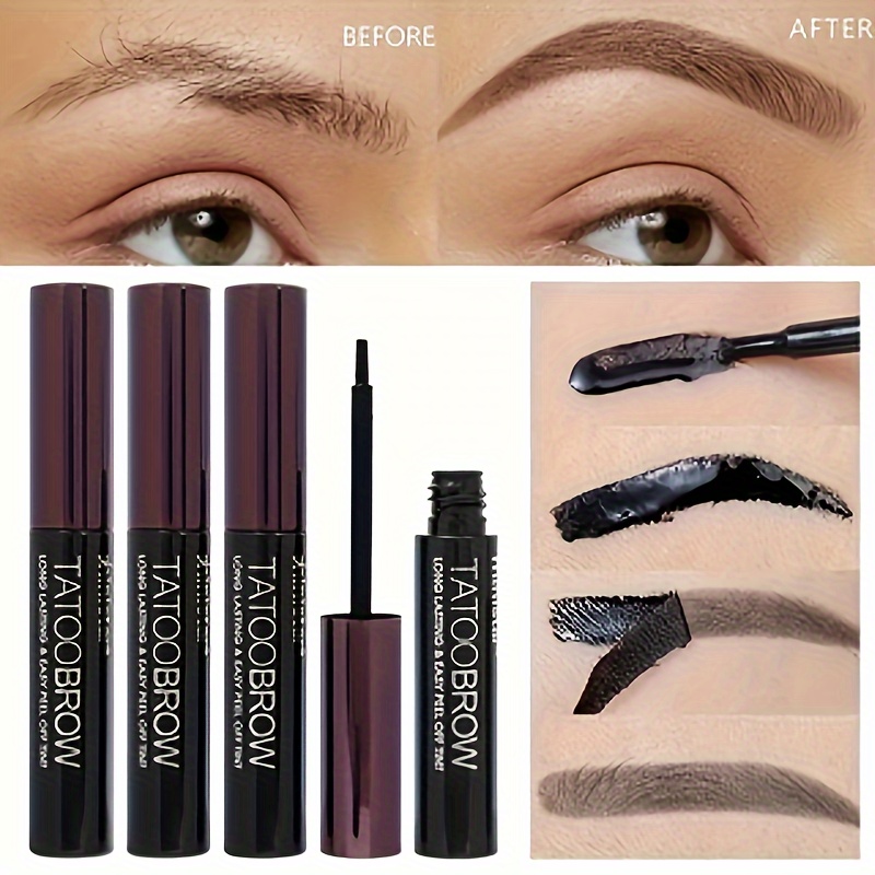 3pcs semi permanent eyebrow gel waterproof long lasting black brown tattoo easy peel off sweatproof brow tint for details 6