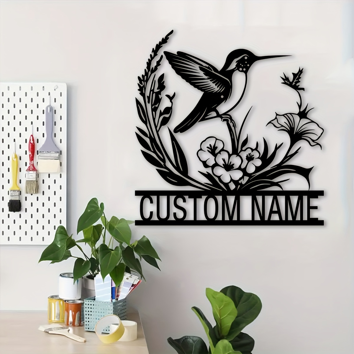 

1pc Custom Flower Wall Art, Personalized Bird Flower Signs, Farmhouse Wall Decor, Flower Art, Custom Name Wall Decor Porch, Patio, Gifts