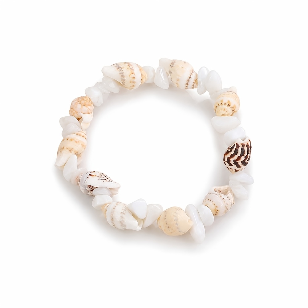 Natural Crystal Crushed Stone Elastic Bracelet, Beach Style Gift