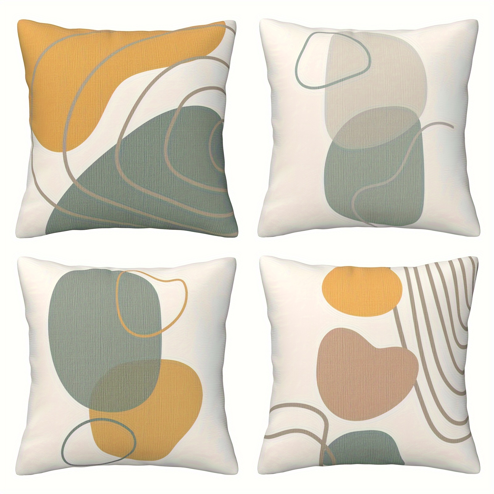 

Set Of 4 , Mid , , , Zippered Pillowcases For Sofa, Bedroom, - , Assorted (16x16, 18x18, )