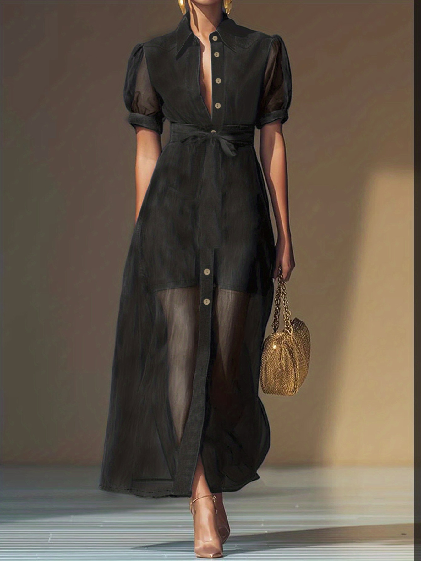 belted maxi dresses sold on Temu United States