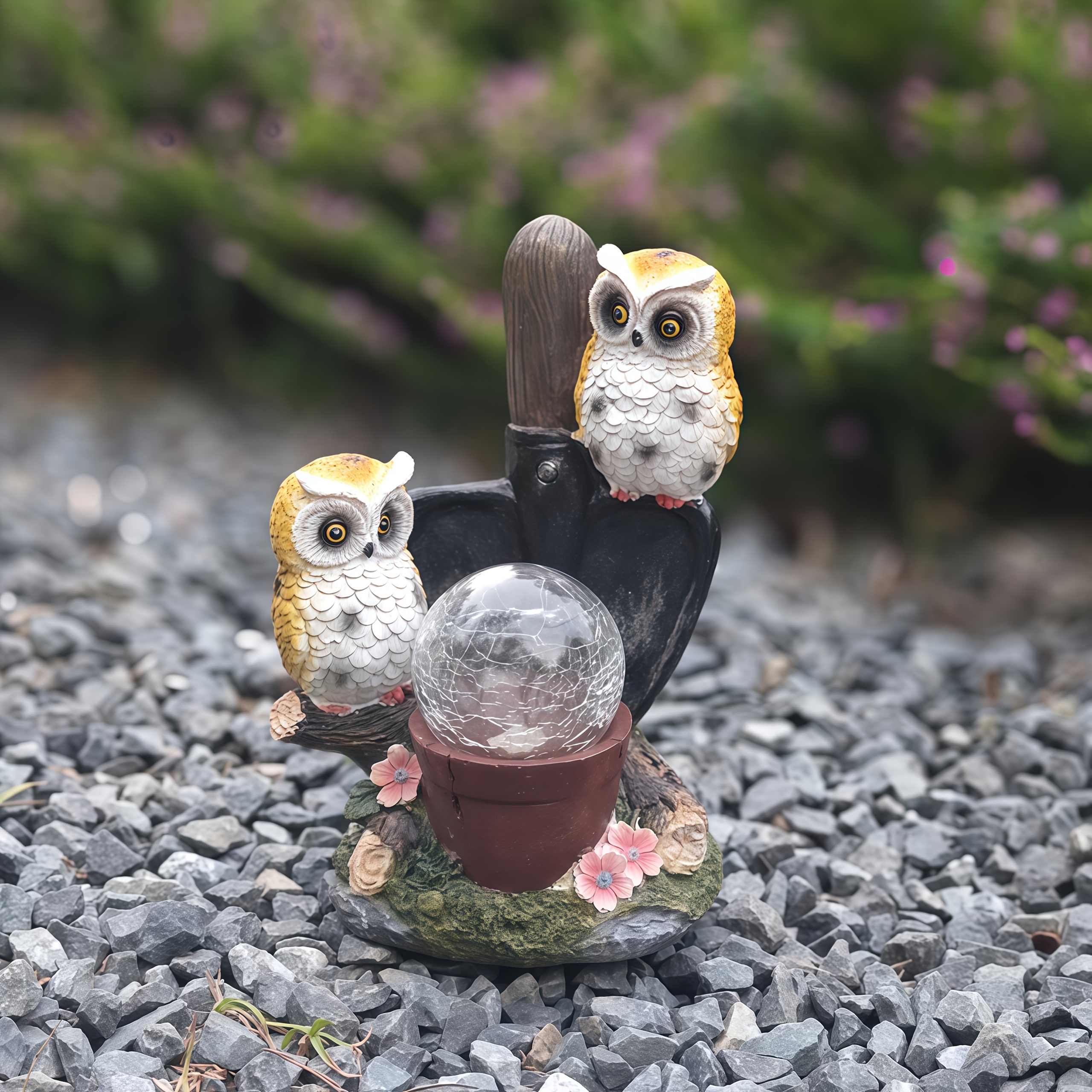 Image of 1pc Solar-powered Owl Garden Decorative Light, Cute Design, Resin Garden Light, Suitable For Courtyards, Gardens, Tables, Lawns, And . A . Ip44