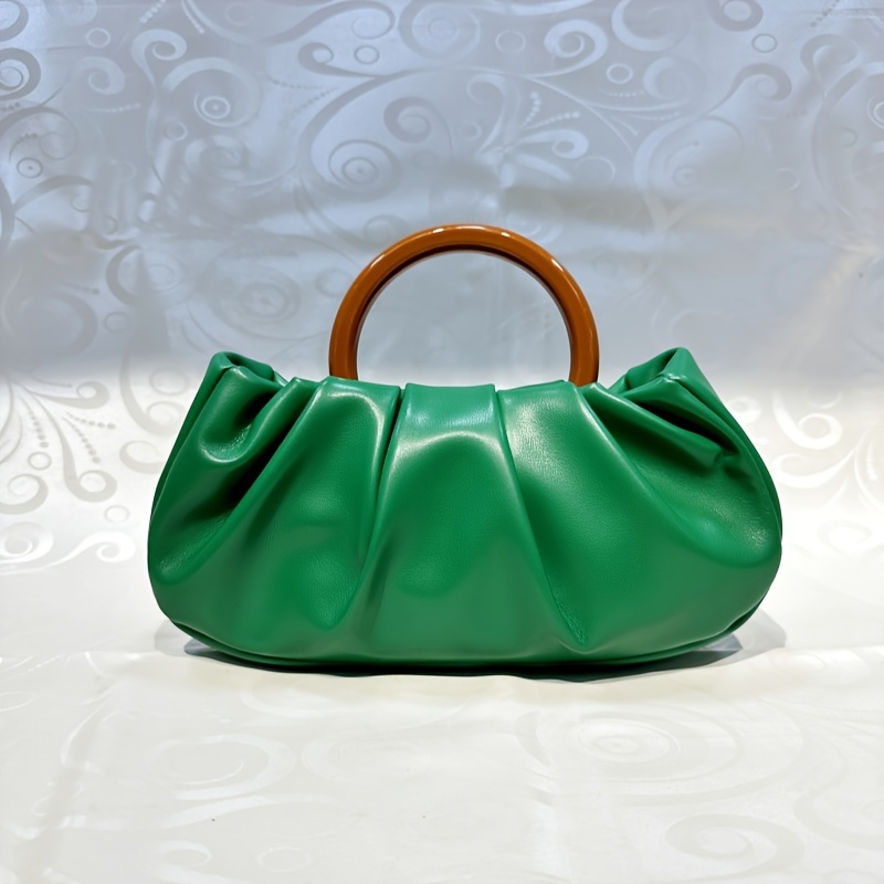 Elegant White Pleated Cloud Satchel - PU Leather Underarm Shoulder Bag, Magnetic Closure, Polyester Lined, Guangzhou Crafted