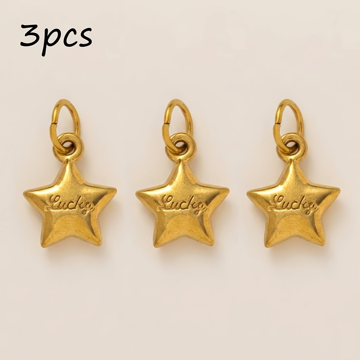 TEMU 3pcs 5-point & Letter Charms - European Style Minimalist Pentagram Pendants Suitable For Making,, Necklaces, Bracelets - Compatible For Easter,