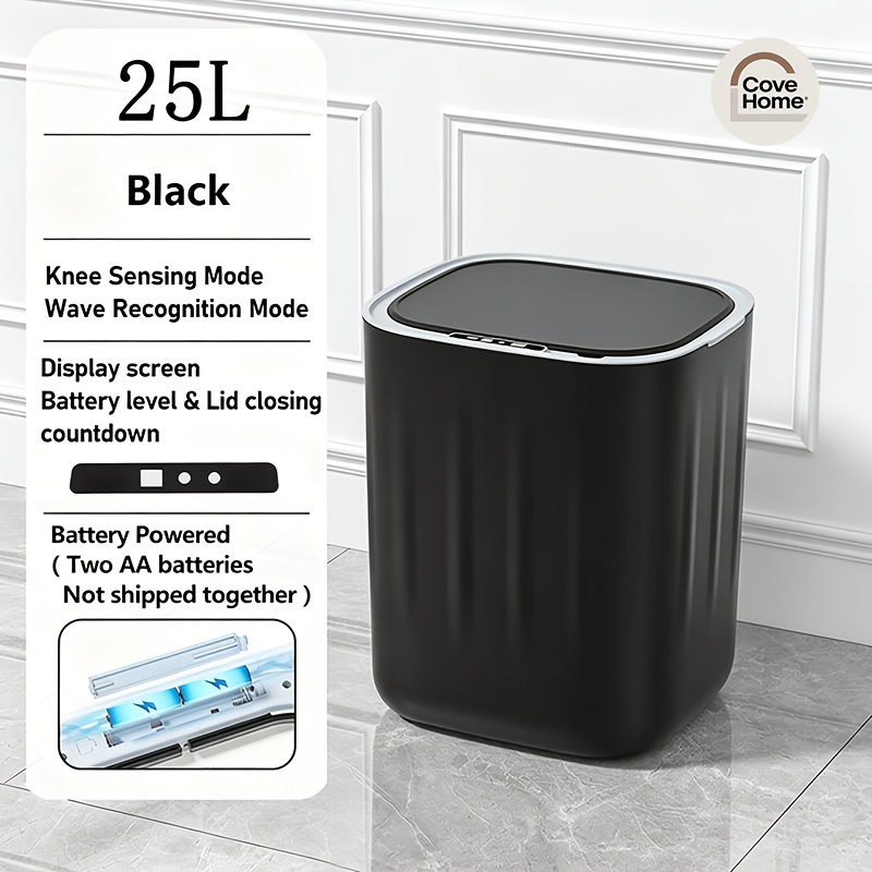 TEMU 25l / 6.6 Gallon Motion Sensor Trash Can, Plastic Touchless Wastebasket, Auto In , Design Fits Narrow Corners, Smart Garbage Bin For Kitchen,