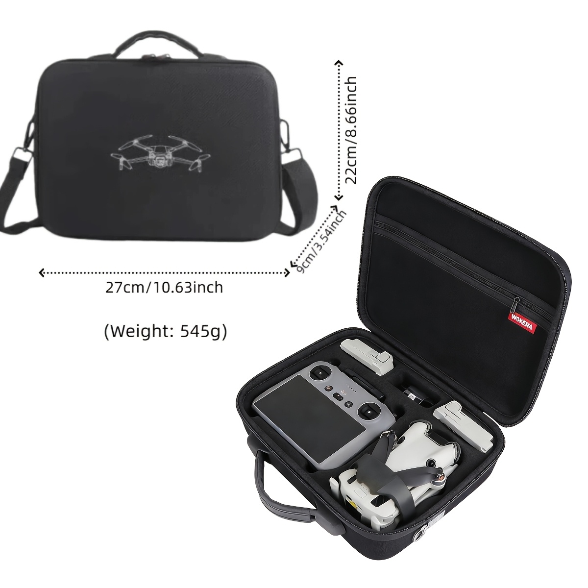 TEMU Estuche rígido compatible con dron con cubierta de compartimento - Estuche de transporte adecuado para drones RC2/RC/RC-N2/N1, soporte para