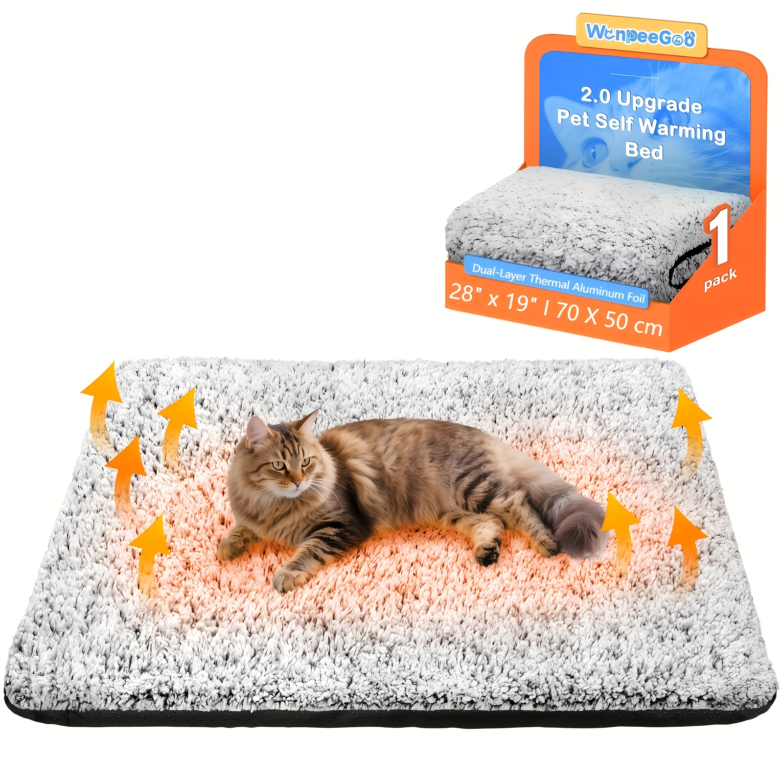 Removable & Washable Cat Bed Selfwarming Pad - Self-warming Pet Mat With Soft Cover & Fiber Filling, Warm Bed For Cats, Indoor/outdoor Use